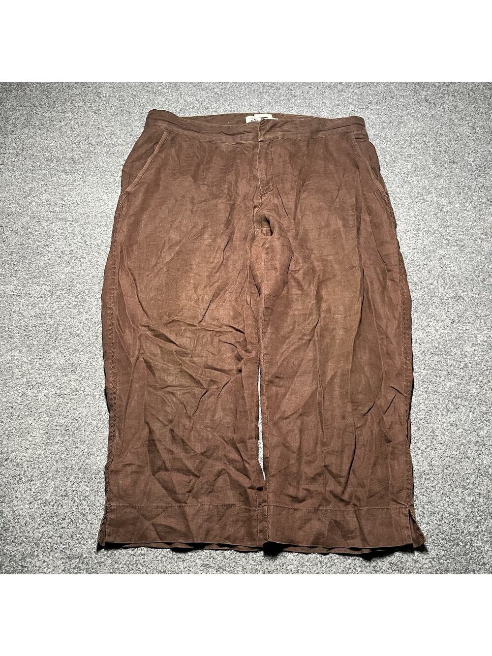 Vintage Gap Pants Womens 16 Capri Brown 100% Linen Summer Beach Y2K